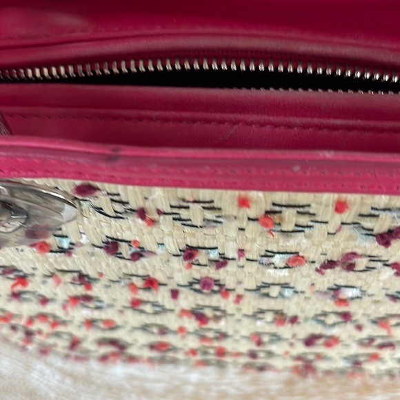 CHRISTIAN DIOR Raffia Tweed Medium Lady Dior Pink Beige - Picture 14 of 16